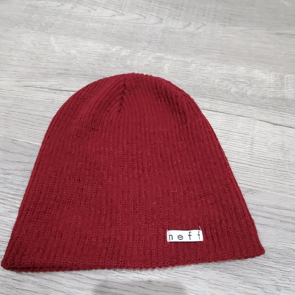 NEW Neff Rib Beanie Red Hat - Picture 2 of 3